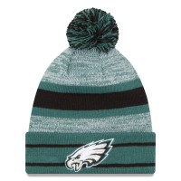 Men's Philadelphia Eagles New Era Midnight Green Team Logo Cuffed Knit Hat with Pom 2830201